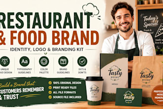 design restaurant brand identity, bakery logo food branding kit brand guideline
