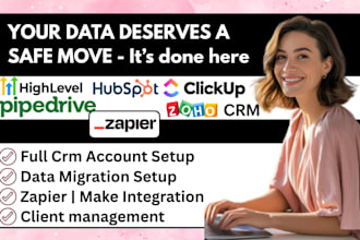 migrate CRM data to hubspot, pipedrive, zoho, gohighlevel close monday CRM
