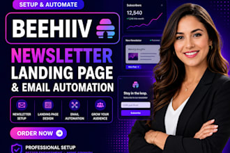 setup beehiiv newsletter, landing page and beehiiv email automation