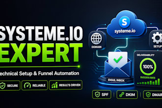 setup systeme io funnel connect domain verify dns