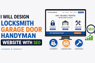 design locksmith garage door handyman website with SEO