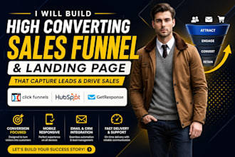 build sales funnel landing page in clickfunnels hubspot getresponse