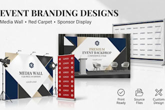 design event backdrop, red carpet banner, media wall and sponsor display design