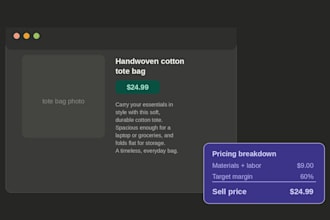 write SEO product descriptions and calculate price strategy