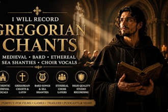 record authentic medieval bard, gregorian chant, and ethereal sea shanty vocals
