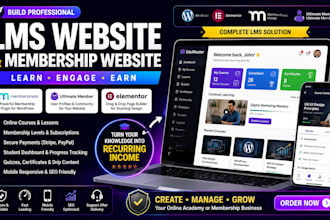build lms website ultimate membership memberpress wordpress elementor website