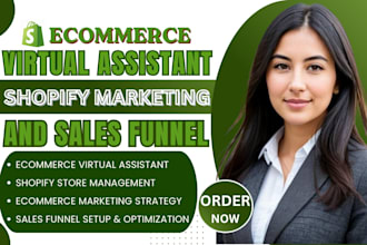 do ecommerce virtual assistant, shopify ecommerce marketing and sales funnel