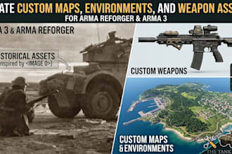 create custom maps, environments, and weapon assets for arma reforger and arma 3