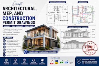 draft architectural, mep, and construction permit drawings