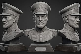 create realistic 3d head sculpt, digital portrait and character figurine model