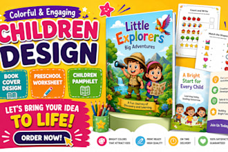 colorful children book cover design preschool worksheet children pamphlet