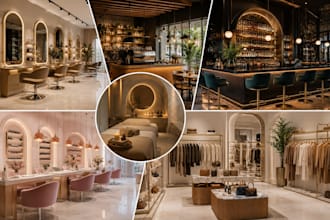 design interior beauty salon, coffee shop, bar, spa, nail salon, and boutique