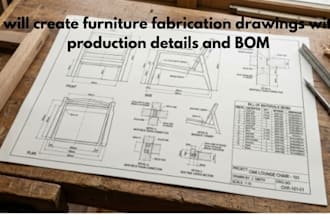 create furniture fabrication drawings with production details and  bom