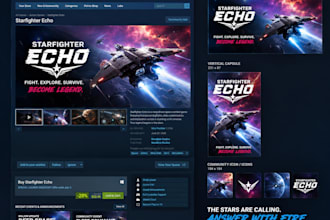 design steam capsule art,  game art,  steam banner cover art and steam page