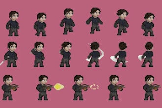 create pixel art sprite sheet animation for 2d game characters and assets