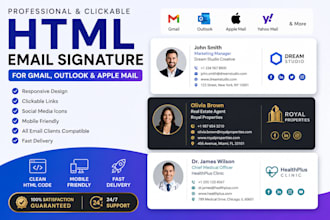 design clickable HTML email signature for gmail outlook, apple mail