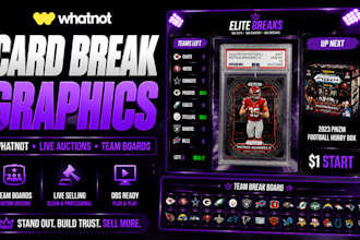 design whatnot sports card overlays for football cards, breaks and live auctions