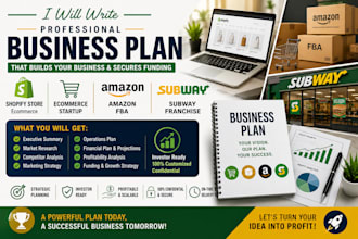 write shopify store ecommerce startup amazon fba subway franchise business plan