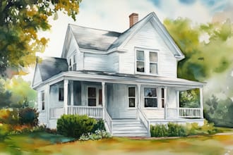 do a realistic watercolor house painting