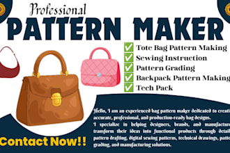 do 3d custom tote crossbody handbag purse pouch backpack sewing pattern design