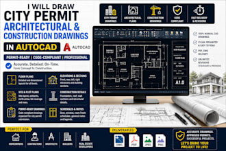 draw city permit architectural and construction drawings in autocad