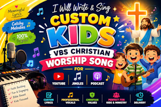 write sing custom kids vbs christian worship song for youtube jingles or podcast