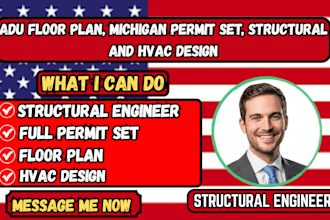 adu floor plan, michigan permit set, structural and hvac design