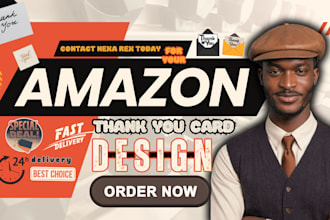 design amazon insert card, thank you card, postcard, and package insert card