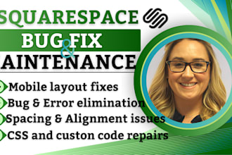 fix squarespace website bugs SEO mobile layout custom code and maintenance
