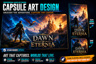 do steam game capsule art, art game, logo,  steam game cover and steam game