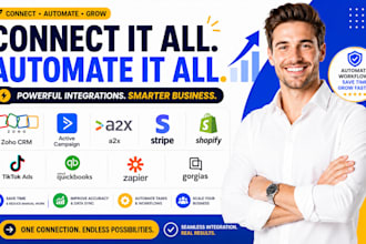 zoho CRM active campaign a2x stripe shopify tiktok ads quickbooks zapier gorgias
