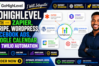 integrate gohighlevel zapier stripe wordpress facebook ad google calendar twilio