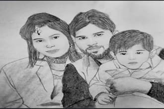 draw a realistic pencil sketch portrait from your photo