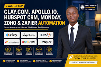 setup clay com apollo io hubspot crm monday zoho zapier automation