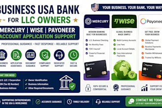 create business USA bank for llc owners, mercury wise payoneer USA bank creation