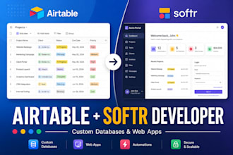 build a custom airtable database and softr web app for your business