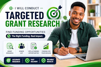 conduct targeted grant research and find funding opportunities, business grant