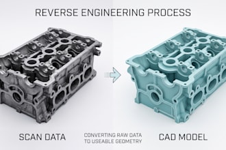 create reverse engineering, 3d scan data, stl or physical part into cad models