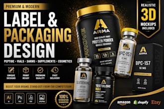 do supplement label design, product label design, vial 3d mockup