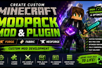 create custom minecraft modpack mod, plugin forge mod fabric neoforge custom mod