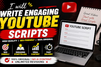 write engaging youtube scripts for cash cow and faceless videos