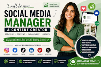 manage your instagram, facebook, linkedin, tiktok, and create engaging content