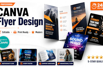 design professional canva flyer, brochure and marketing materials