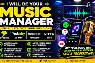 music manager fix and destribute music on cd baby, tunecore, distrokid, ditto