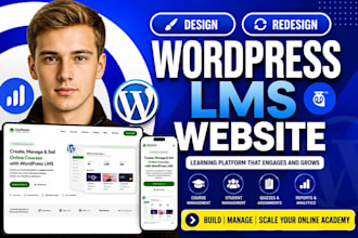 build  wordpress lms website elearning website educational website online course