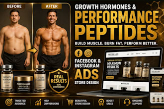 growth hormone, performance peptide facebook instagram ads, peptide branding