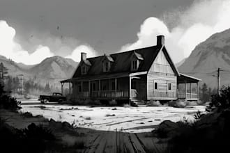 draw simple black and white illustration