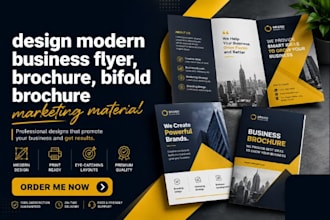 design modern business flyer, brochure, bifold brochure, marketing material