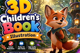 illustrate your childrens book with 3d storybook art
