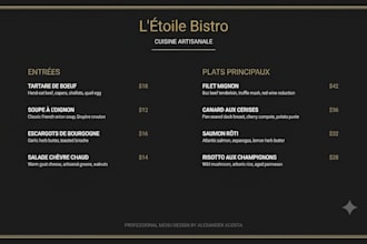 create professional custom menus for your restaurant or event